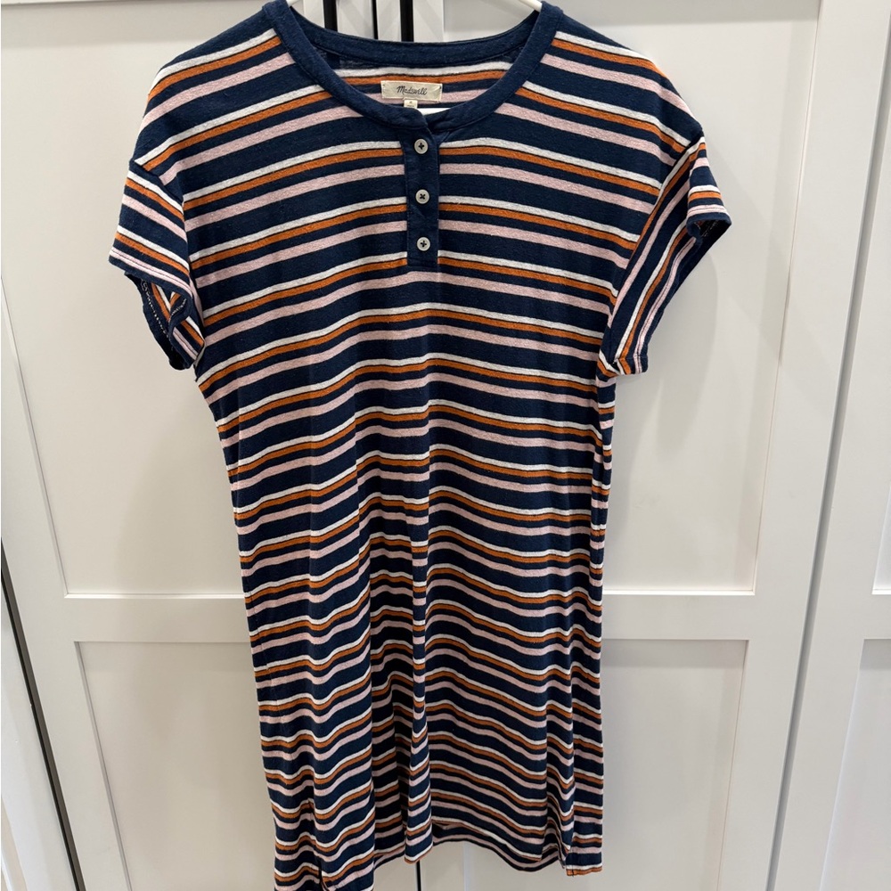 Madewell Navy and Orange tshirt Dress